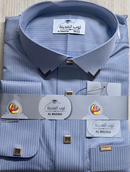 Al Madina Striped Thobe - With Cuff