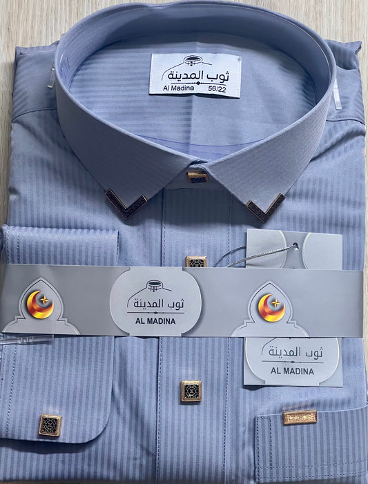 Al Madina Striped Thobe - With Cuff