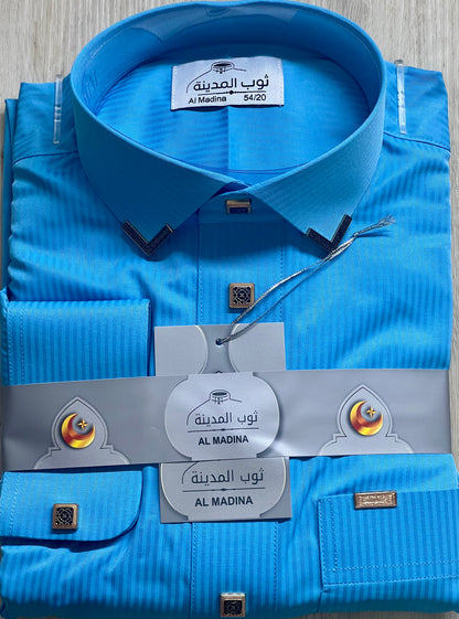 Al Madina Striped Thobe - With Cuff