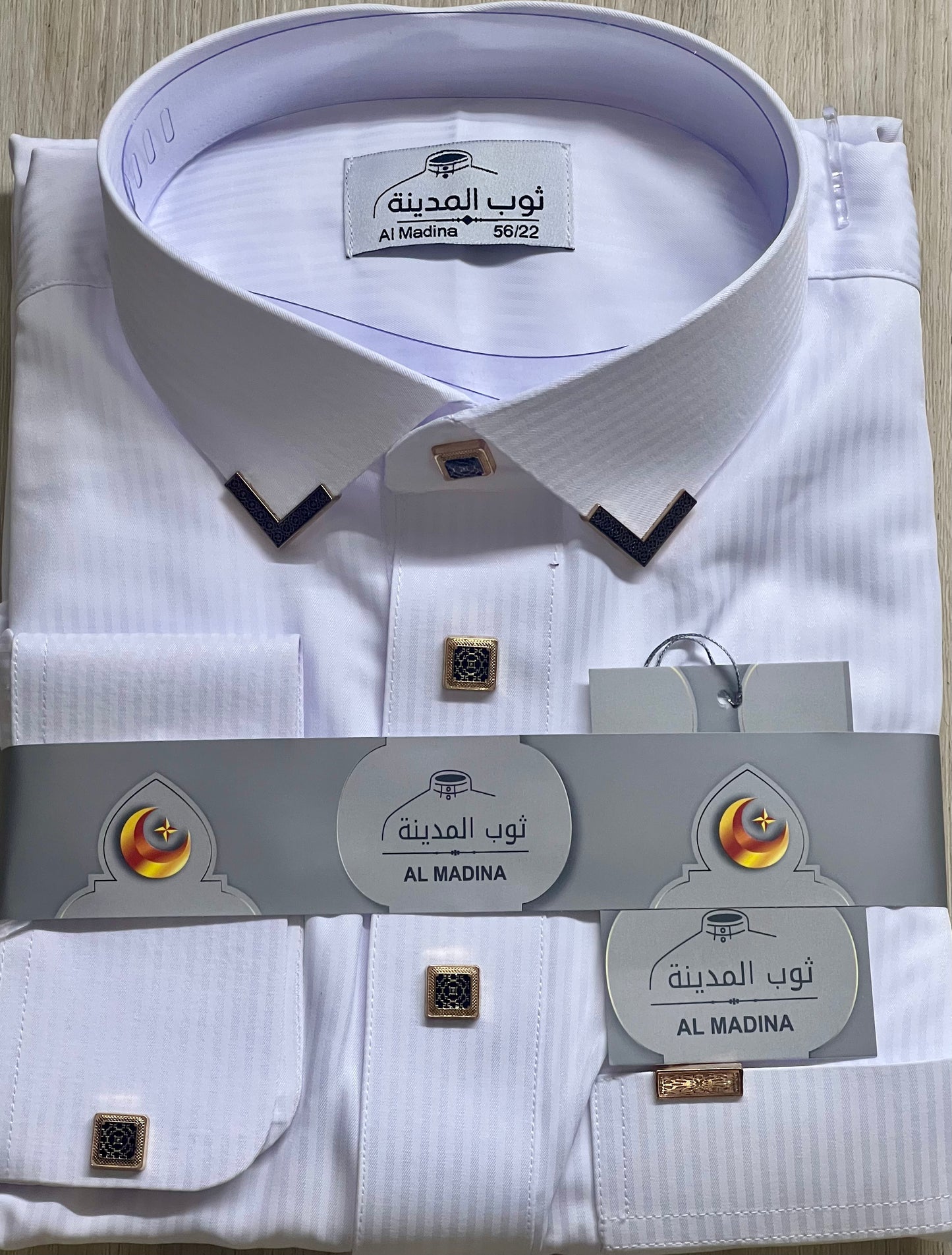 Al Madina Striped Thobe - With Cuff